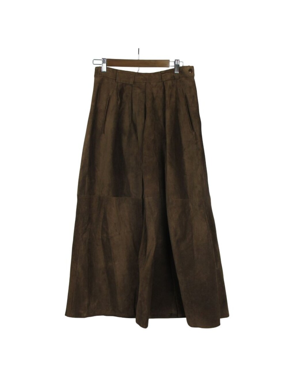 Outback Red Vintage Brown suede Leather A-Line Midi Full skirt 14 Western 90s
